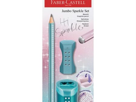 Faber-Castell Sparkle Jumbo Blyant, Viskelær, Blyantspisser - Turkis Fashion