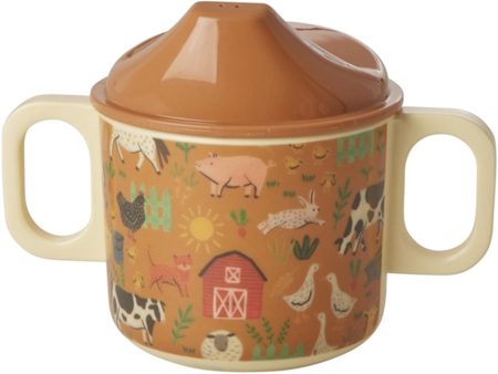 RICE Brown Farm Totable Melamin Baby Kop med Håndtag Discount