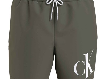 Calvin Klein Medium Drawstring Svømmeshorts Graphic Dusty Olive Online now