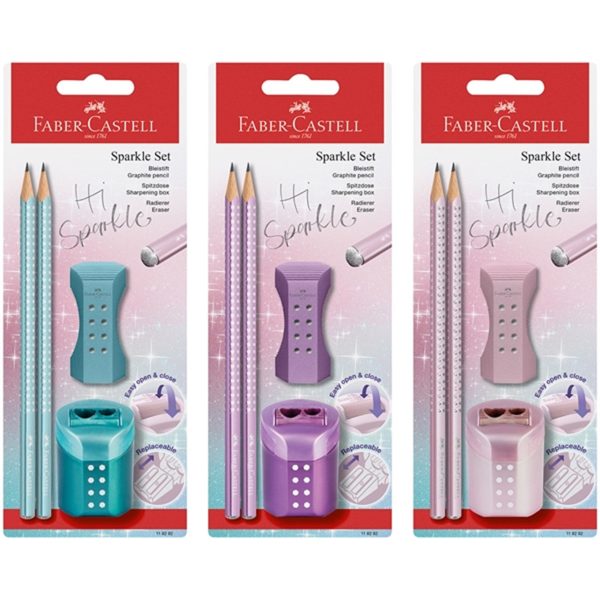 Faber-Castell Sparkle 2 Blyanter, Viskelær, Blyantspisser - Lilla Online now