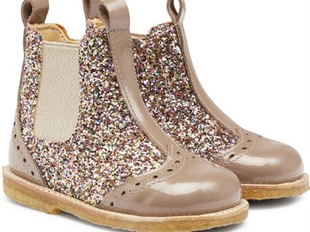 Angulus Begynner Chelsea Støvel Nougat Multi Glitter Beige Fashion