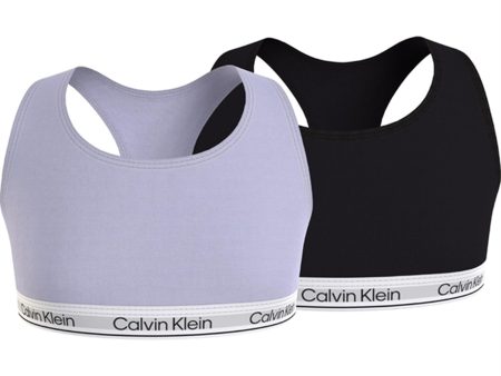 Calvin Klein Bralette 2-pakning Lavendersplash Pvh Black For Sale