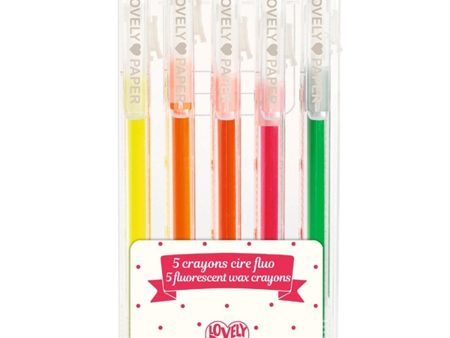 Djeco Lovely Paper 5 Fluorescerende Voksstifter Fashion