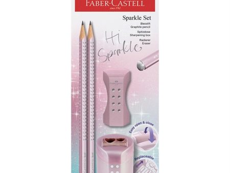 Faber-Castell Sparkle 2 Blyanter, Viskelær, Blyantspisser - Rosa Sale