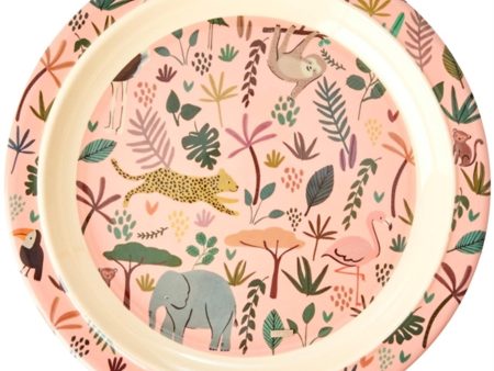 RICE Coral All Over Jungle Animal Print Melamin Børnetallerken For Sale