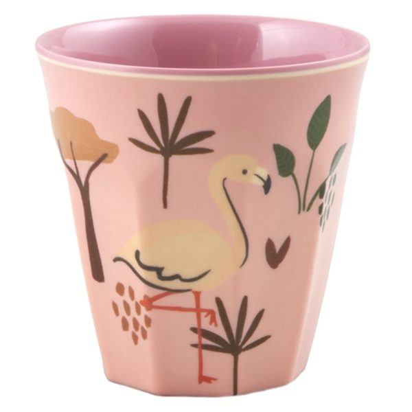 RICE Pink Jungle Animal Print Lille Melamin Børnekop on Sale