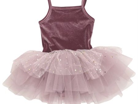 Dolly by Le Petit Tom Velvet Leotard With Tulle Tutu Kjole Dusty Violet Online Sale