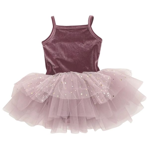 Dolly by Le Petit Tom Velvet Leotard With Tulle Tutu Kjole Dusty Violet Online Sale