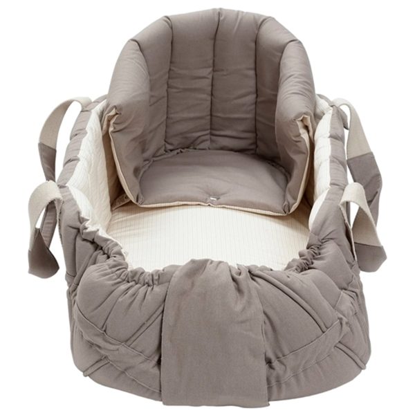 Copenhagen Colors Multifunksjonell Kalesje for Babylift Dark Grey Solid w. Creme Stripe Online Hot Sale