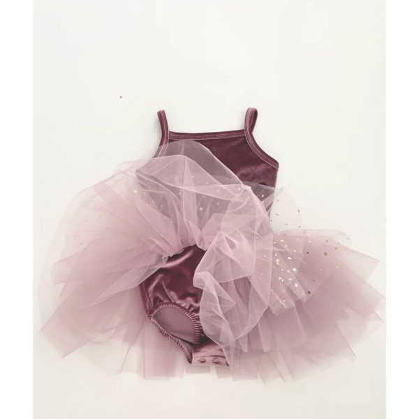 Dolly by Le Petit Tom Velvet Leotard With Tulle Tutu Kjole Dusty Violet Online Sale