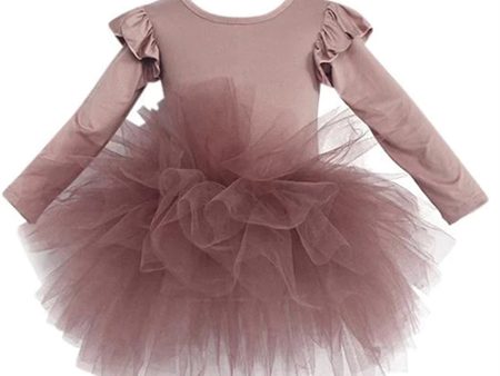 Dolly by Le Petit Tom Timeless Long Sleeve Tutu Kjole Mauve Online now