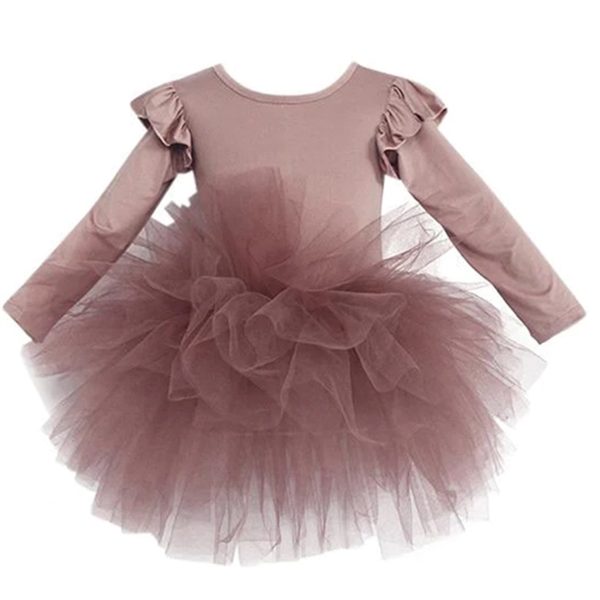 Dolly by Le Petit Tom Timeless Long Sleeve Tutu Kjole Mauve Online now